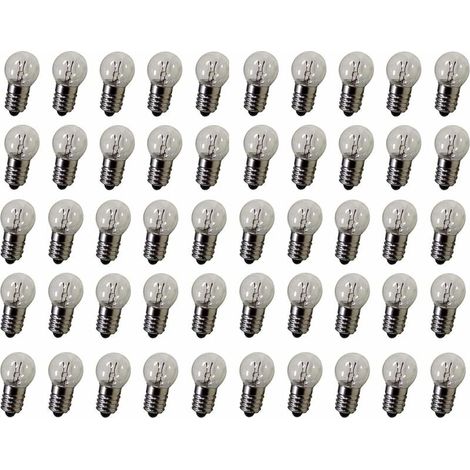 DC 50 pcs E10 2.5V 0,3 A Blanc chaud ampoule ampoules miniature Culot à vis (1/2)