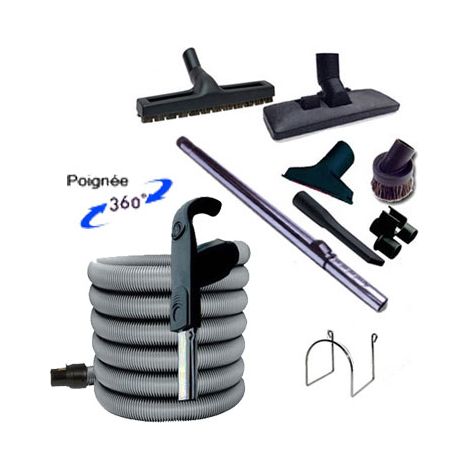 Set 8 accessoires + 1 flexible premium Plastiflex avec bouton marche/arrêt - longueur au choix (de 6 à 15m) - 9m