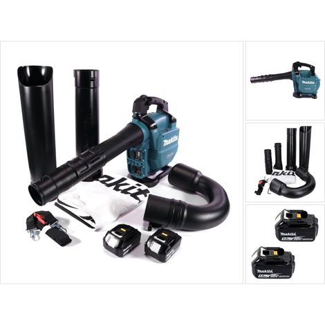 Makita DUB 363 T2V Soplador / aspirador de hojas sin cable 36 V ( 2x 18 V ) Sin escobillas + juego de aspiración + 2x batería 5.0 Ah - sin cargador