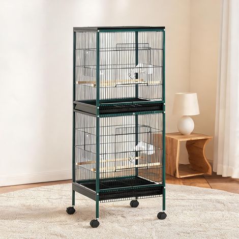 Cage pour oiseaux vert en acier 130,8 x 127 x 355,6 cm (1/5)