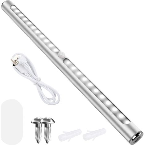 Lámpara para muebles con sensor táctil y PIR, 2 modos, USB, batería de 600 mAh, 5 V, 2 W, 22 LED (blancos). (1/5)