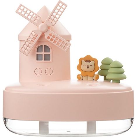 Windmühlen-Spieluhr-Luftbefeuchter USB, niedlicher Mini-Haustier-Doppelsprüher – Rosa (1/4)