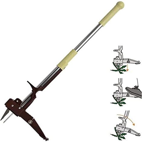 Gardtech Unkrautabzieher Garten Manueller Unkrautstecher mit Edelstahl-Krallen 100cm Leichter Gartenwerkzeug mit Silbernem Aluminiumgriff Krallen Graben tief und halten stark