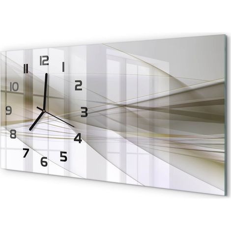 Grande Horloge Murale 60x30 cm Design Panoramique Verre Silencieux pour Salon Abstraction (1/5)