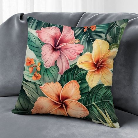 Housse de coussin extérieur fleurs, style rustique pour jardin,45×45cm (1/5)