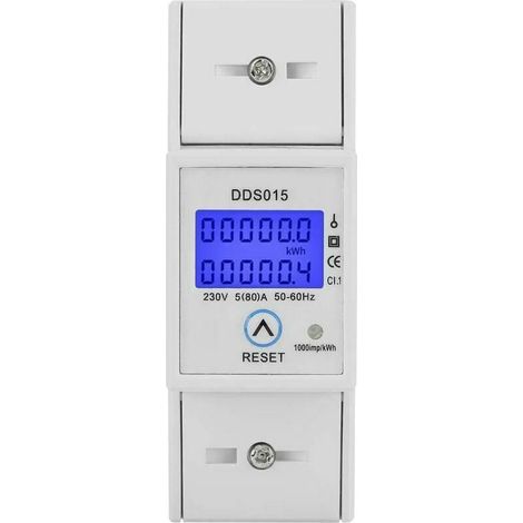 Green Mobility-1 pièce 580A 230V 50Hz compteur d'énergie électrique monophasé rétroéclairage LCD, DDS015 compteur d'énergie électrique monté sur rail DIN, compteur d'énergie électrique Watt (1/5)