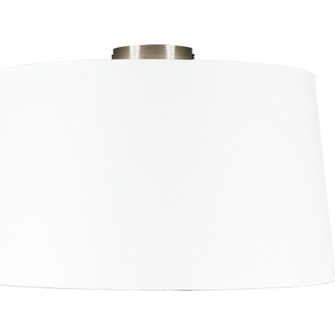 QAZQA Moderno Plafón moderno acero pantalla blanca 45cm - COMBI Plástico /Acero Redonda Adecuado para LED Max. 1 x 60 Watt