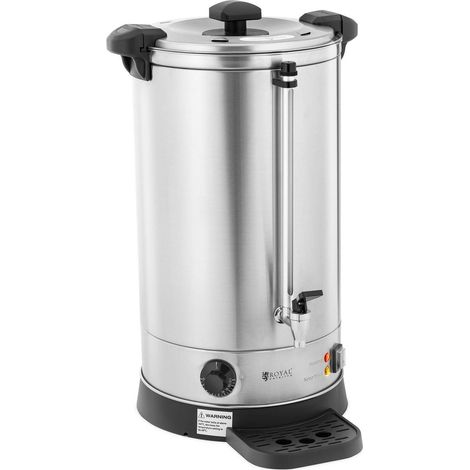 Calentador de agua de doble pared con desag眉e, 19,7 L, 2500 W, color plata. (1/5)