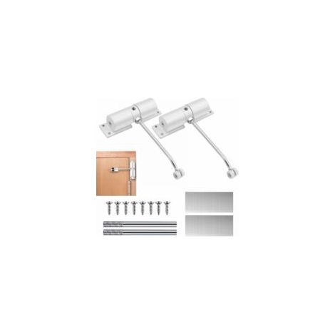 2 Pièces Ferme Porte Automatique, Réglable Ferme Porte à Ressort pour Portes Jusqu'à 30 kg, Groom Fermeture Porte avec Tige de Réglage, Plaque de Montage et Vis pour le Bureau à Domicile,noir