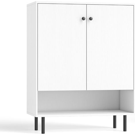 Credenza in legno con mobiletto e ripiani regolabili 75 x 35 x 95 cm versatile contenitore design moderno MDF bianco 200010815