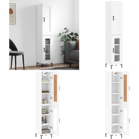 Buffet haut Blanc 34,5x34x180 cm Bois d'ingénierie - buffet - buffets - Home & Living (1/5)
