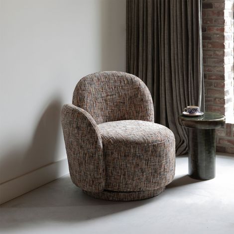 Fauteuil pivotant 77x79x78 cm en tissu beige