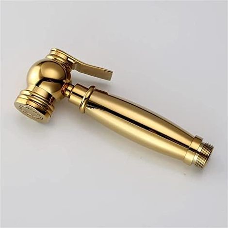 CMBSSTFC Robinet de Bidet, kit Toilette Douche avec pulvérisateur Bidet à Main Froide Unique, Pomme Shattaf carrée en Laiton doré Titane Brillant, cuivre, Copper,gold C SET (1/5)
