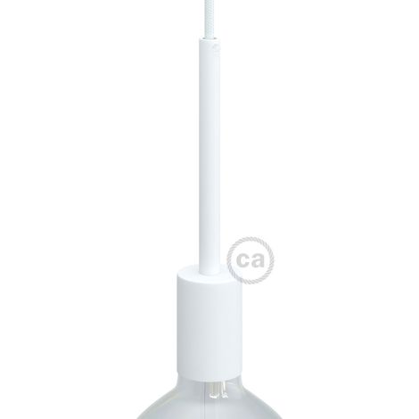creative cables Kit portalampada E27 cilindrico in Metallo con serracavo da 15 cm - Bianco Opaco