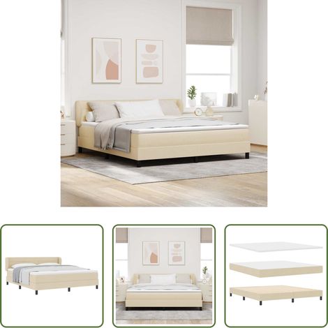 Matratze - Boxspringbett mit Matratze Creme 180 x 200 cm Stoff (1/5)