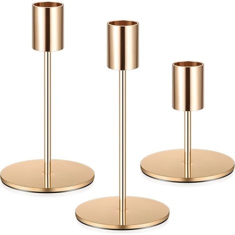 Rose Gold Candlestick Candlesticks, 3.3/5.5/16 cm Metal Candlestick, Candle Holders Cylindrical Candle Retro Metal Tops Decorative Table Decoration Home Wedding Christmas (1/5)