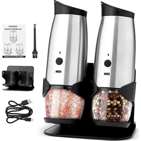Set aus elektrischen Salz- und Pfeffermühlen, automatische Mühlen zum Kochen, Grillen und für Partys. (1/5)