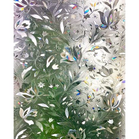 Film Pour Vitre Sans Colle - Film Décoratif Fleurs 3D - Protection UV 96 % - Pour Fenêtres Portes Armoires Vitrees - 1 Pièce (1/5)