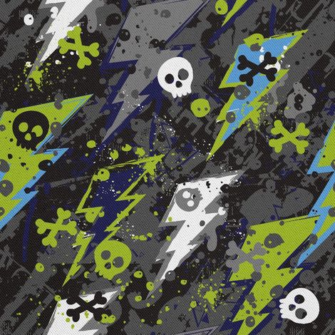 Telas decorativas Oxford para exteriores con motivos de calaveras y rayos. (1/5)