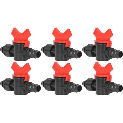 Packung mit 10 Mini-Abzweigverbindern für 16 mm Bewässerungsschläuche, Schnellverschlussventile mit Mutter, Bewässerungsventil-Sets. (1/5)