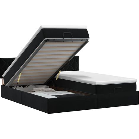 Maison Exclusive - Letto ottomano con materasso con testiera 2 pz Nero Velluto (1/5)