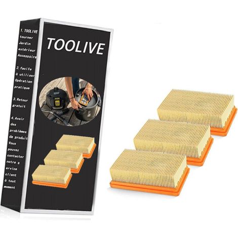 Set mit 3 Ersatz-Flachplissfiltern für Kärcher Nass-Trockensauger MV4, MV5, MV6, WD4, WD5, WD6, WD4P, WD5P und WD6P. (1/3)