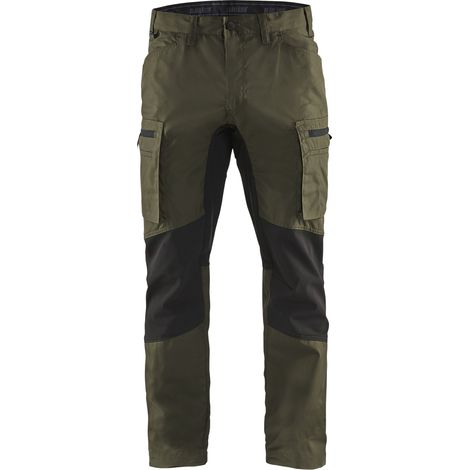 BLAKLADER Pantaloni di manutenzione elasticizzati T.48 - VERDE KAKI/NERO - 145918454599-48