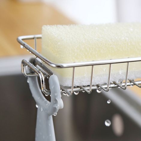 Égouttoir suspendu pour robinet, rangement organisé, ajouré, en acier inoxydable respirant, monocouche, pour évier de cuisine. (1/4)