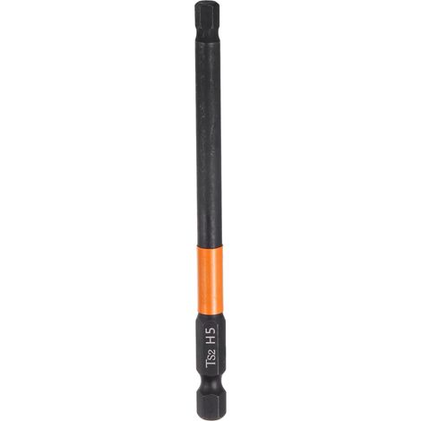 1Pcs H5 Embout de Tournevis Hexagonal 5mm Métrique Pointe Plate 1/4" Tige Hexagonale 100mm (4") Longueur Magnétique Phosphate Noir Embouts de Tournevis à Six Pans Creux (1/5)