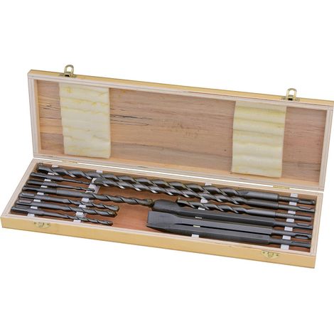12 Pièces pour marteau perforateur SDS PLUS- 9 forets béton -1 ciseau maçon -1 broche de maçon -1 gouge à rainurer (1/2)