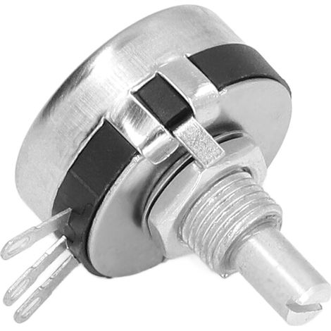 Lot de 20 variateurs rotatifs carbone WTH118-2W 470K boîtier fer anodisé 2W 270° axe 6mm avec écrous et rondelles (1/5)