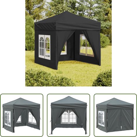 Tente de jardin - Tente de réception pliable avec parois Anthracite 2x2 m (1/5)
