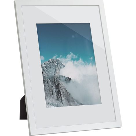 SONGMICS Cornice Foto, Portafoto con Supporto, per foto da 21 x 29,7 cm (Senza Tappeto) e 15,2 x 20,3 cm (Con Tappeto), Fronte in Vetro, Bianco RPF011W01 (1/5)