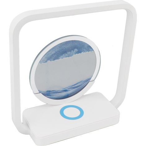 Lampe décorative effet sable mouvant avec chargeur de téléphone sans fil, alimentation USB, sablier 3D à mouvement liquide, lampe de bureau tactile à intensité variable en continu, bleue (1/5)