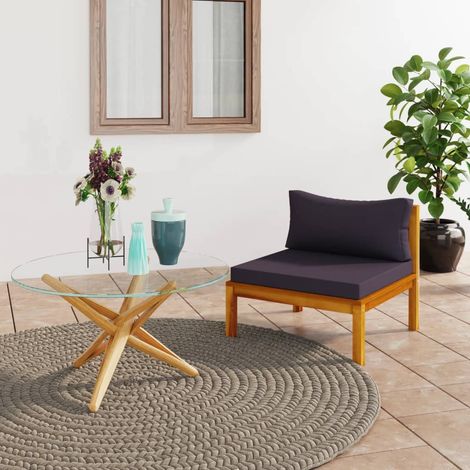 FIMEI Canapé central sectionnel et coussins gris foncé Bois d'acacia (1/5)