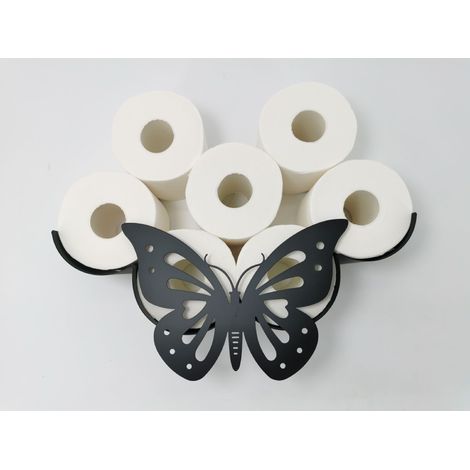 Toilettenpapierrollenhalter aus Metall – Mattschwarz, im Tier-Design (1/4)