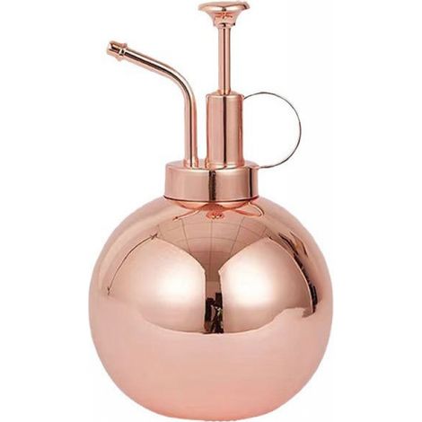 (Rose Gold) Small Watering Can for Indoor Plant, 500ml Stainless Steel Watering Pot Vintage Hand Press Spray Bottle Garden Balcony Accessory (1/4)