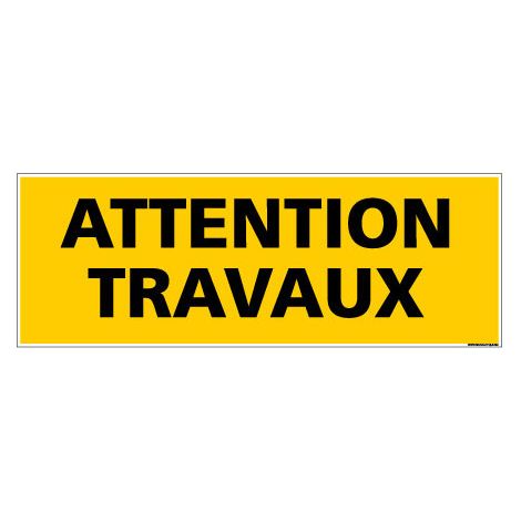 Panneau de Signalisation danger ATTENTION TRAVAUX (C0112) - Adhésif - 210 x 75 mm
