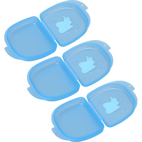 Étui de protection pour dentier bleu, boîte de rangement orthodontique 3 pièces (1/5)
