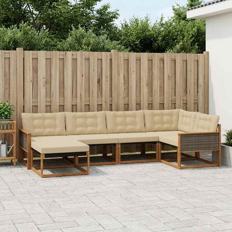 vidaXL Outdoor-Sofagarnitur mit Kissen 6 pcs Natur und Beige (1/5)