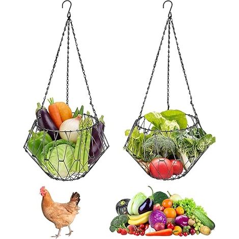 Chicken Feeders Hanging Poultry Food Dispensers Fruit Vegetable Food Basket Foldable Food Basket for Duck, Goose, Bird, Rabbits (1/5)