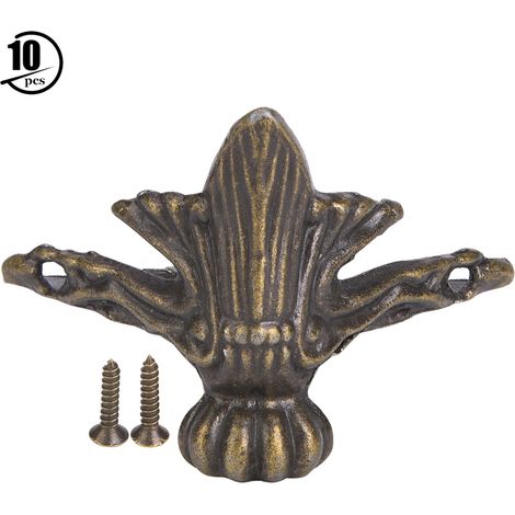 10 Coins en zinc pour pieds de meuble en bois, patins de protection d'angle, quincaillerie de mobilier, lot de 10 (1/5)