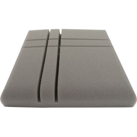 Lot de 12 panneaux en mousse de traitement haute densité à structure croisée, insonorisants et isolants phoniques pour la décoration murale, 30 x 30 x 5 cm, gris. (1/5)