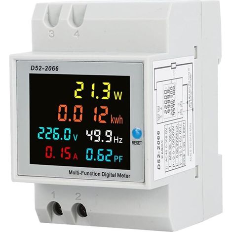 Compteur d'énergie numérique 6 en 1 AC 40-300V 100A – Mesure puissance 0-30000W et KWh – Voltmètre Ampèremètre Rail DIN – Écran LCD haute définition - AC40-300V (1/5)