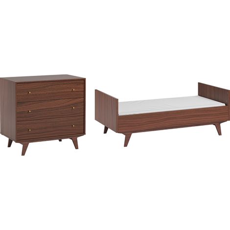 Mitwachsendes Babybett 70x140 und Kommode mit 3 Schubladen Vox Mid - Holz