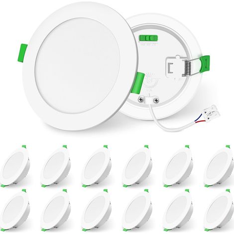 LIGHTING Noir Spot LED Encastrable Dimmable 10W 1050lm Haute Luminosité, Extra Plat Spots de Plafond, 3000K 4000K 6500K Réglable Blanc Chaud Nature Froid Spot Salle de Bain IP44, Lot de 6 (1/5)