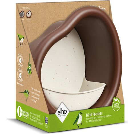 Elho Organic Mangeoire À Oiseaux 25 - MarronBlanc - L 17 x B 27.4 x H 28 cm - Balconextérieur - 100% recyclé (1/2)