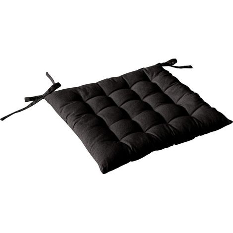 Galette de Chaise Piquée Uni "Panama" 38x38cm Noir