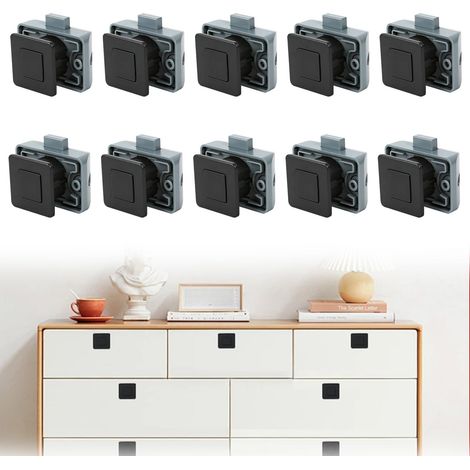 10pc Verrou Bouton Poussoir Placard Caravane de Métalliques Carrée (1/5)