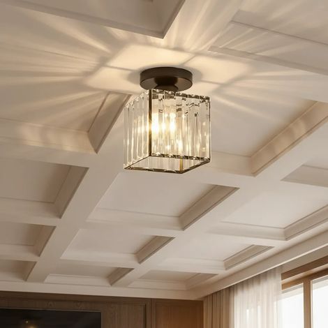 Lustre moderne en cristal doré, luminaire de couloir (ampoule non fournie) A (1/5)